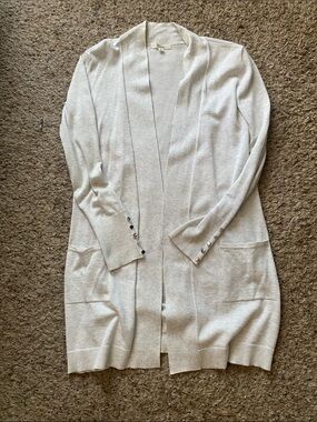 89th & Madison Light Cream Open-Front Cardigan with Button Cuffs